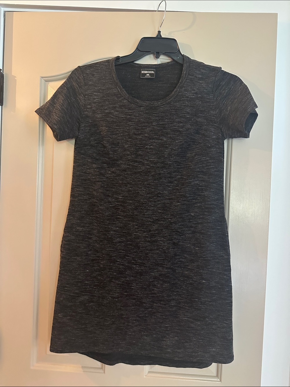 Sporty Short Sleeve Mini Dress in Dark Charcoal Heather